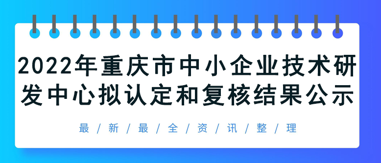重庆市中小企业技术研发中心拟认定和复核结果